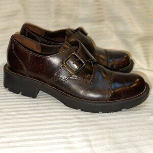 PERFECT! NORDSTROM PREVIEW INTERNATIONAL BROWN LEATHER BUCKLE LOAFER SZ 8 M